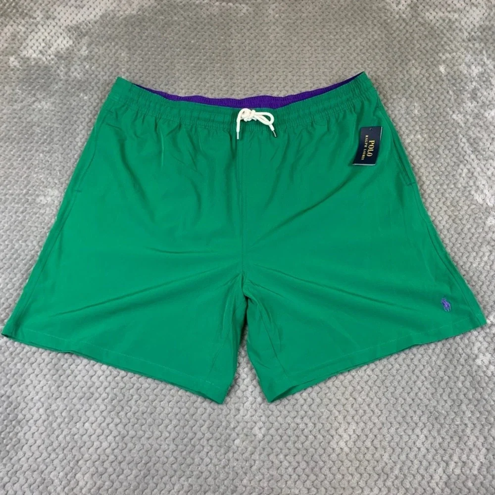 Polo Ralph Lauren Mens Green Purple Swim Trunks Shorts 2XLT 711829851028